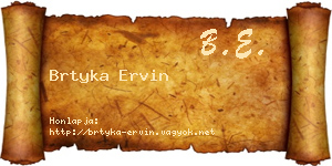 Brtyka Ervin névjegykártya